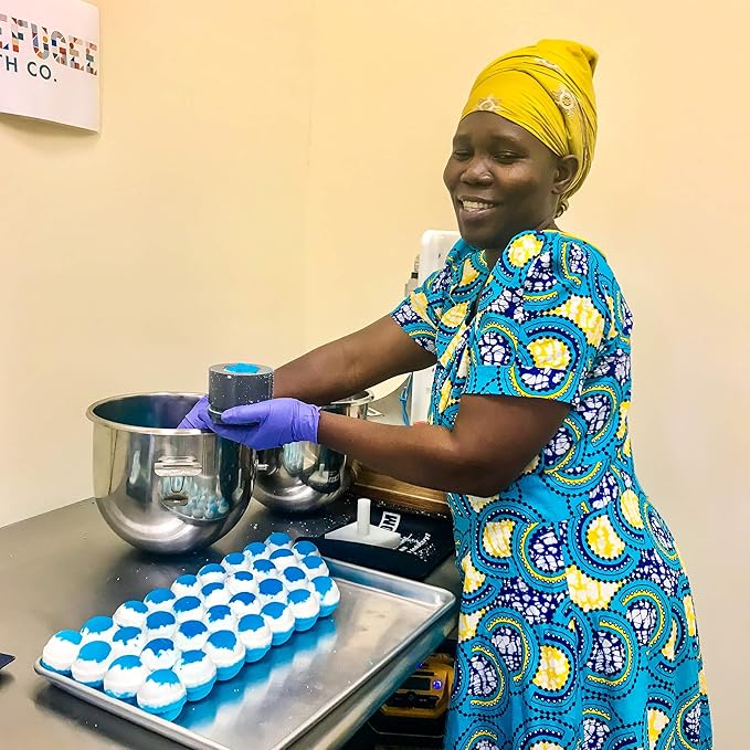 Variety Pack Bath Bombs Tea Tree and Eucalyptus Essential Oils Cocoa Butter Support Refugee Employment in USA (12 Pack)