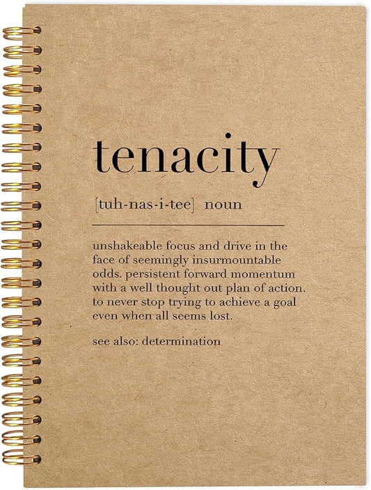 Inspirational Spiral Notebook,Inspirational Journal,Inspirational Journal for Women Men Writing,Tenacity Spiral Notebook 8.3×5.5 Inch Kraft Paper