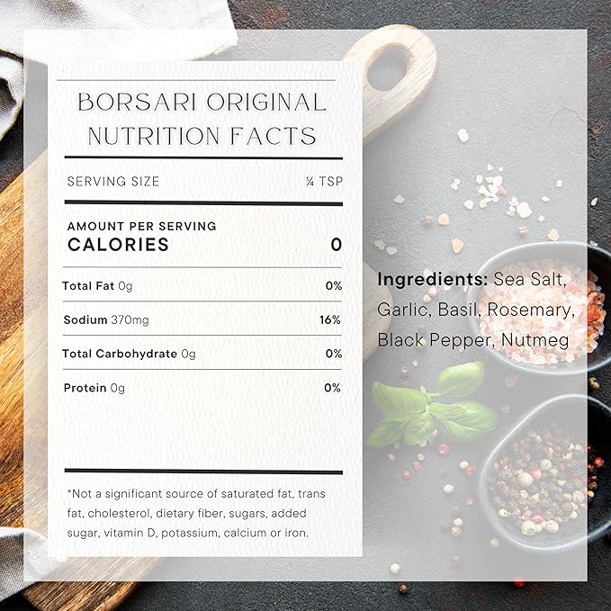 Borsari Original Seasoning Salt 2-Shaker Gift Set - Seasoned Salt Blend - Gourmet Seasoning Set With Herbs and Spices - All Natural Seasoning Blend for Cooking (Original 4 oz, Pack of 2)