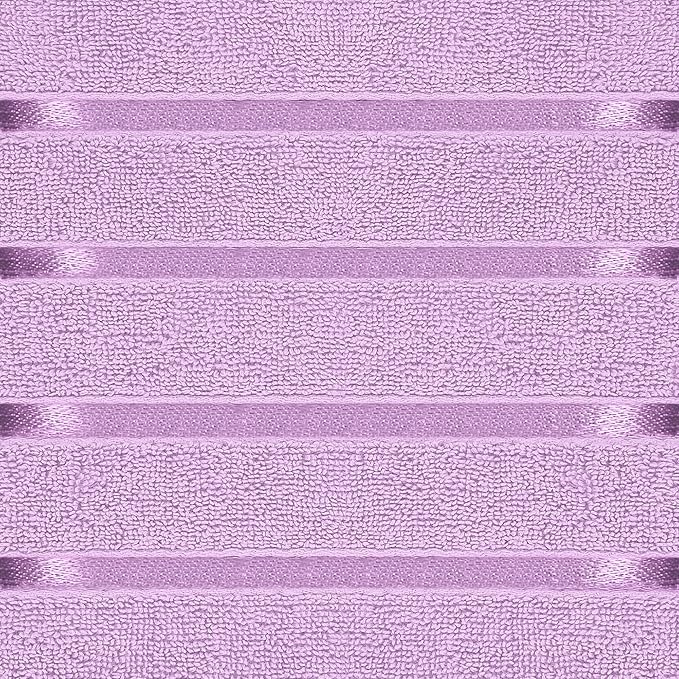 Utopia Towels 8 Piece Luxury Towel Set, 2 Bath, 2 Hand, and 4 Wash Cloths, 600 GSM Ring Spun Cotton, Highly Absorbent Viscose Stripe Towels, Ideal for Everyday use, Lavender