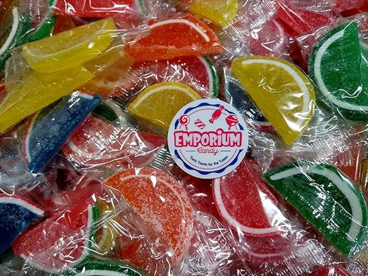 Assorted Fruit Slices - 2 lbs of Fresh Delicious Wrapped Sweet Sugar Sanded Orange Lime Watermelon Cherry Blue Raspberry Lemon Slices
