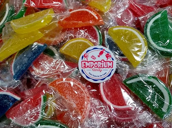Assorted Fruit Slices - 1 lb of Fresh Delicious Wrapped Sweet Sugar Sanded Orange Lime Watermelon Cherry Blue Raspberry Lemon Slices