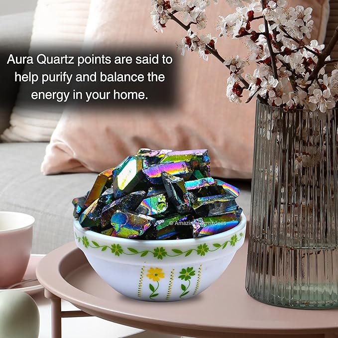 Amazing Gemstone 2 Pieces Titanium Aura Quartz Raw Pencil Points Crystals and Healing Stones, Natural Rocks for Meditation and DIY Raw Point Stones and Crystals