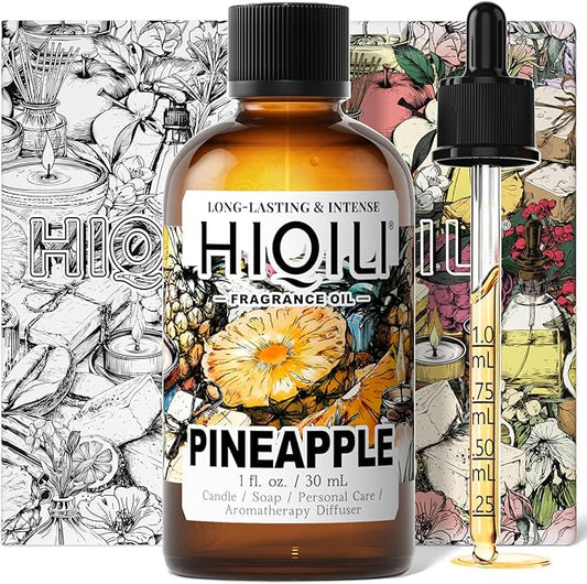 HIQILI Pineapple Fragrance Oil for Diffuser, Soaps, Bath Bombs, Candles Making, Bright Scents for Home, Car & Office - 1 Fl Oz