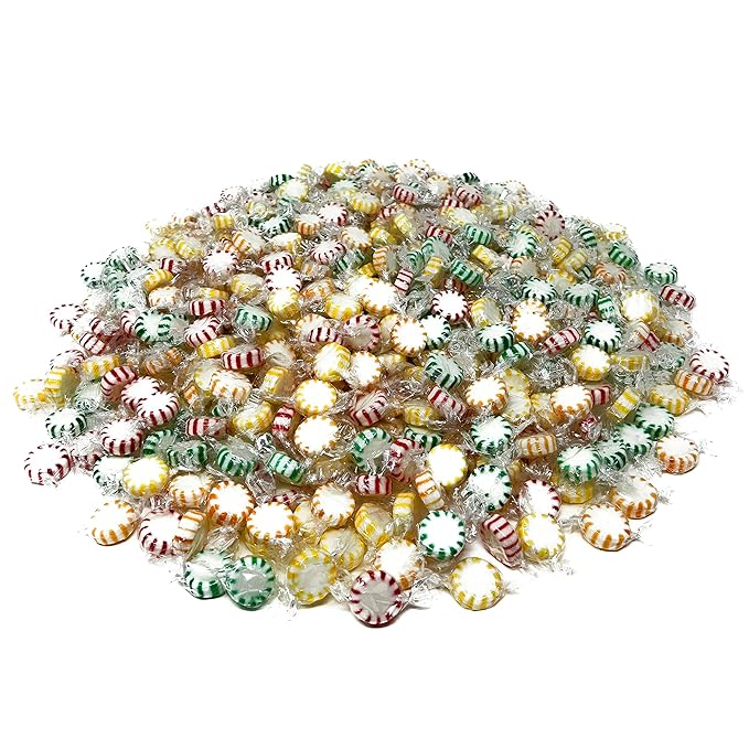 Halloween Fruit Flavored Hard Candy - 6 lbs - Apple, Strawberry, Lemon and Orange Flavored Disks Old School Classic Starlights - Bulk American Vintage Candy Assortment - Individually Wrapped, 96 oz.