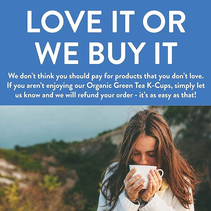 FGO Organic Green Tea K-Cup Pods for Keurig, 24 Count (Pack of 1), Premium Green Tea is USDA Organic, Non-GMO, & Recyclable with Naturally Occurring Caffeine