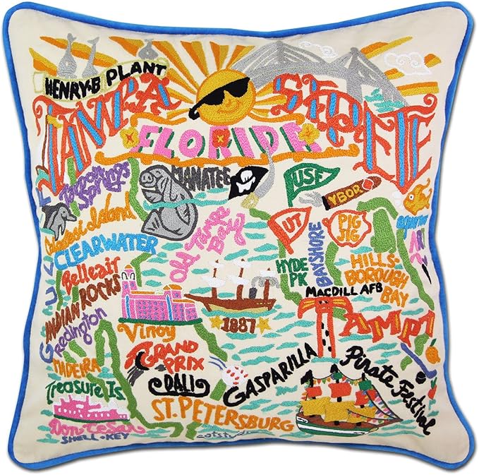 Catstudio Tampa & St. Pete Embroidered Decorative Throw Pillow