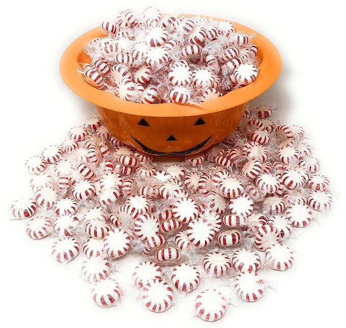 Halloween American Old Fashioned Peppermint Starlights Mints Hard Candy Discs Individually Wrapped Bulk 6 Lb's 450+ pcs (96-Oz)