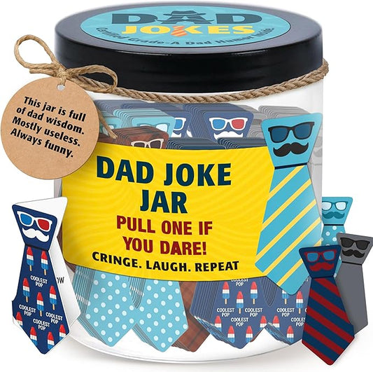 60 Dad Jokes Cards Jar, NFC 1000 Dad Jokes Bracelet, Funny Birthday Gift for Dads Men, White Elephant Gifts for Adults, Men Granpa Gift, Funny Gag Gifts