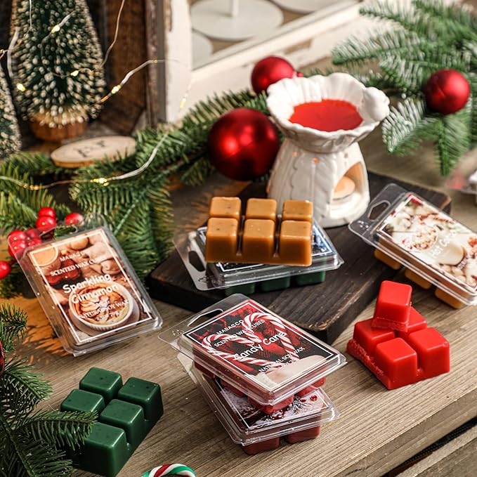 Christmas Scented Wax Melts, Soy Wax Cubes for Wax Warmer, Wax Melts Wax Cubes Xmas Winter, 6 x2.5oz