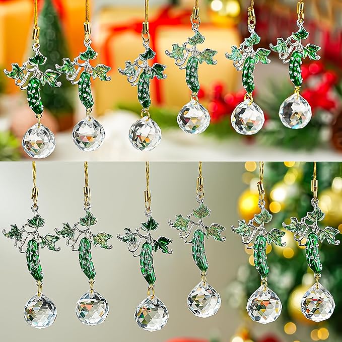 H&D HYALINE & DORA Christmas Pickle Ornament 6 Pcs Xmas Cucumber Ornaments Green Cucumber Christmas Tree Holiday Party Favors Decoration