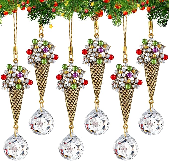 H&D HYALINE & DORA Ice Cream Christmas Decorations Ornaments 6pcs Christmas Tree Hanging Ornaments Gift Ice Cream Pendant Set for Xmas New Year Easter Birthday Home Party Supplies