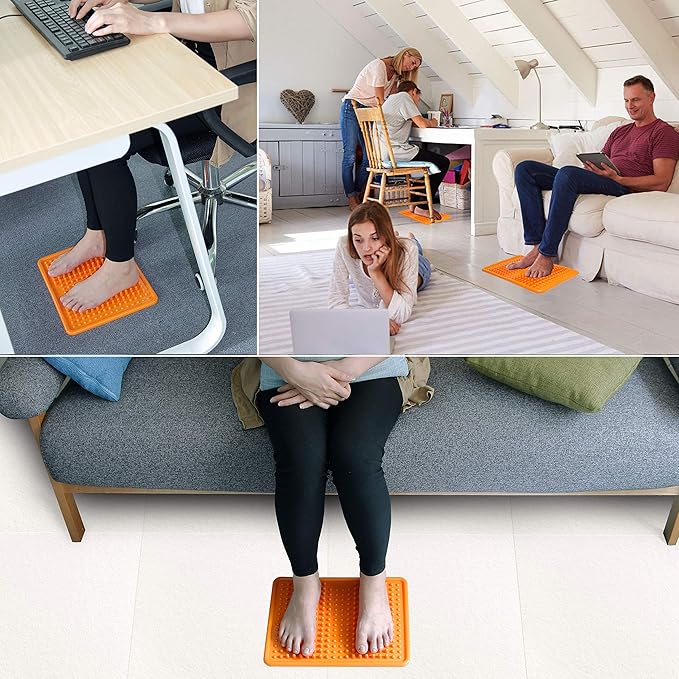 Foot Massager Mat, Acupressure Relaxation Reflexology Mat for Plantar Fasciitis, Heel, Arch Pain & Stress (Orange)