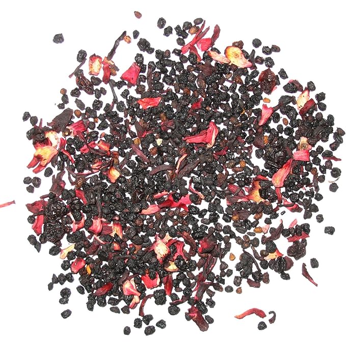 Green Hill Tea Elderberry Herbal Tea - Immune System Boosting Fruit Herbal Tea Blend - Caffeine-Free Relaxing Drink - resealable foil bag 8 OZ