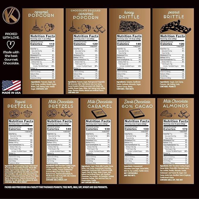 KREMERY Creamy Chocolate Cravings - Diwali Sweets Hamper Chocolate Covered Pretzels & Caramel Popcorn Gift Basket, in Seagrass Tray + Ribbon (Premium, 2.5 lbs) Food Arrangement