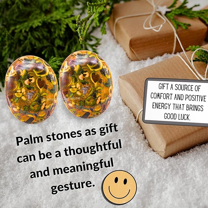 Amazing Gemstone Fruit Jasper Palm Stone - Healing Crystal