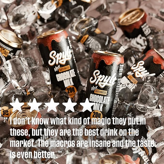 Spylt High Protein Max Chocolate Milk with 140mg Caffeine & 20g Protein - 90 Calories, Ready to Drink, Sugar Free, Lactose Free Milk, Perfect for Workout Recovery & Afternoon Pick Me Up - 12 Count