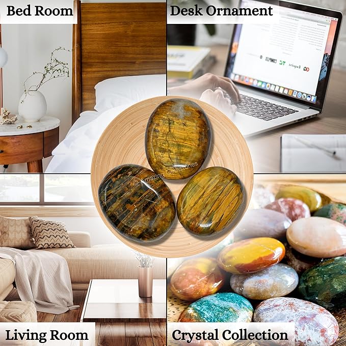 Amazing Gemstone Nellite Crystals, Healing Stones - Large Palm Stone Crystals Piedra- for Good Luck, Balanced Positive Energy, Meditation - Unique Stocking Stuffers, Birthday Gifts for Women, Men