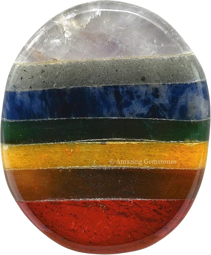 Amazing Gemstone 7 Chakra Worry Stone Meditation Crystals and Healing Stones