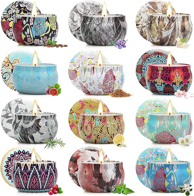 Candles, Candles Gifts for Women, 12 Pack Scented Candles, Soy Candles, Valentines Day Gifts for Women, Stress Relief & Body Relax, Ideal Gifts for Women Birthday, Mothers Day Gifts for Mom
