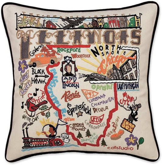 Catstudio Illinois Embroidered Decorative Throw Pillow