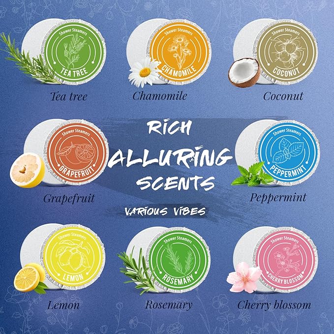 Shower Steamers Aromatherapy, 8% Natural Essential Oils, Women/Men Spa Steamer, Lingering Intense Aroma, Soothing Stress Relief, Body&Soul Relaxing Bath Bombs, Stocking Stuffer for Friend/Family