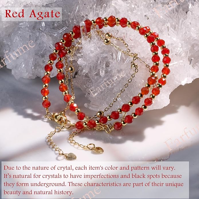 Farfume Crystal Bracelet Beaded Bracelets for Women 4mm Natural Stone Beads Gemstone Handmade Anxiety Jewelry Gifts