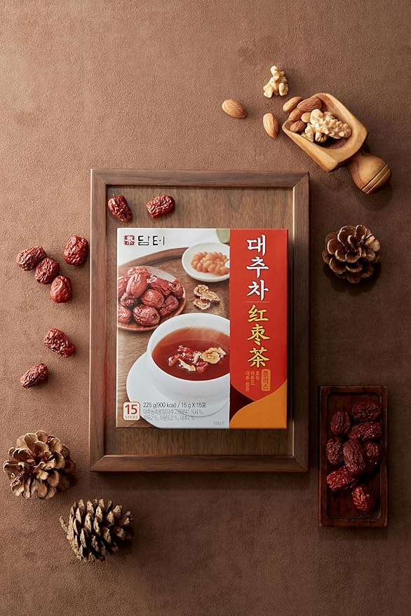 Damtuh Jujube Tea (Red Date Tea) – Traditional Korean Herbal Blend with Walnuts & Almonds, 50 Sticks