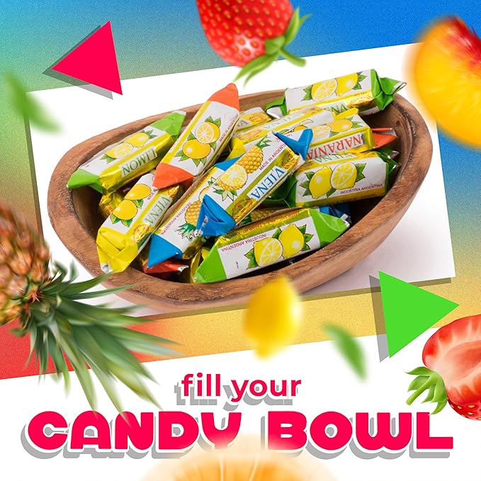 Arcor Vienna Fruit Filled Hard Candy | 1 Pound Bag | Bon Bons Candy with Strawberry, Apricot, Pineapple, Lemon, Orange Flavors | Individually Wrapped Fruit Hard Candies