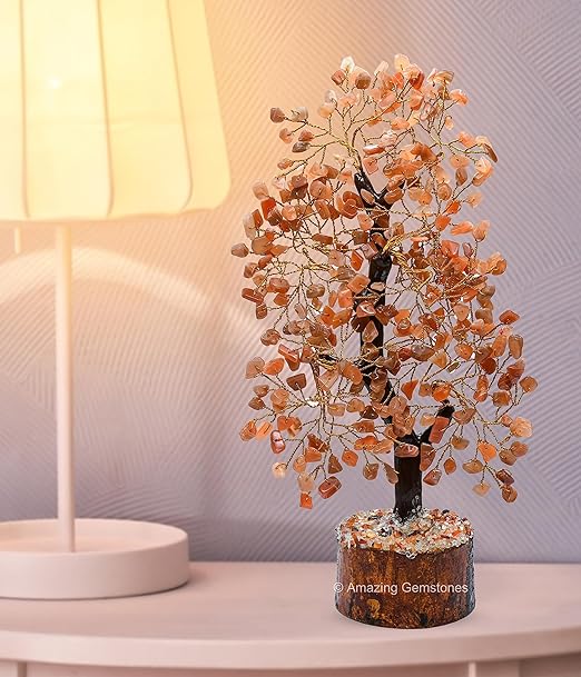 Amazing Gemstone Crystals and Healing Stones Birthday Gifts for Women - Peach Moonstone Crystal Tree of Life Home Decor Stocking Stuffers, Bookshelf, Room, Meditation Gift Dad, Unique Birthday Gifts