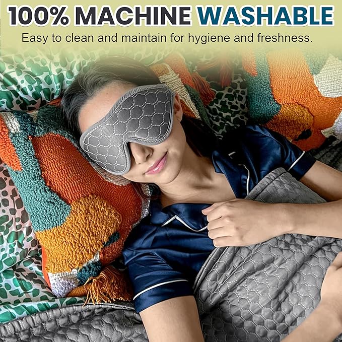 HILU Sleep Mask - 100% Light Blocking Eye Mask for Sleeping - Zero Eye Pressure, Comfortable & Adjustable Design - Durable Sleep Blindfold for Women, Men, Travel, Naps & Shift Work | Gray