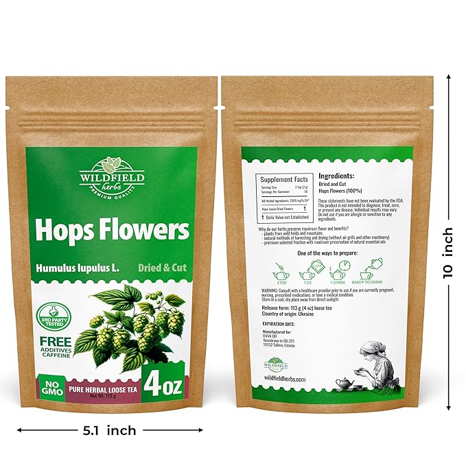 4 oz. Hops Herb Dried Tea Hops Flowers Herbal (Humulus Lupulus L.) - 113 Gramm Herb Tea Lupulo Entero