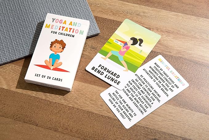 Kids Yoga and Meditation Flashcards, 24 Cards, Mindfulness Activities for Children