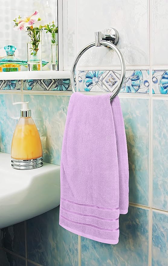 Utopia Towels 8 Piece Luxury Towel Set, 2 Bath, 2 Hand, and 4 Wash Cloths, 600 GSM Ring Spun Cotton, Highly Absorbent Viscose Stripe Towels, Ideal for Everyday use, Lavender