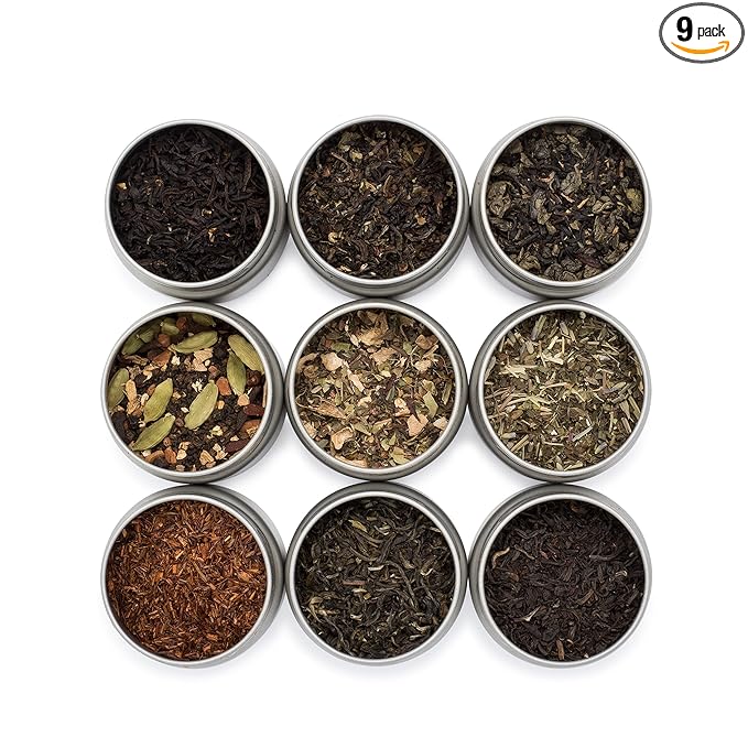 Golden Moon Tea Variety Pack - 9 Loose Leaf Tea Sampler - Organic Black, Green, White, and Herbal Teas Gift Set