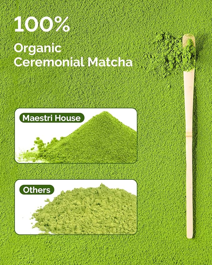 Organic Ceremonial Grade Matcha Green Tea Powder for Cafe Quality Tea & Lattes, Vegan & Gluten-Free, 1.06OZ