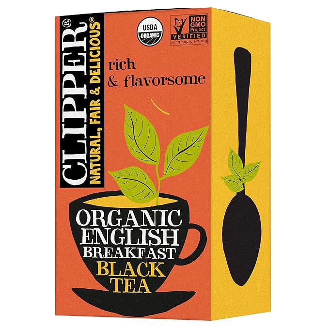 Clipper Tea Organic Fairtrade English Breakfast, Big Ben - USDA Organic, Non-GMO, Fair Trade, Sustainable Caffeinated Tea, 1 Pack, 20 Unbleached Tea Bags