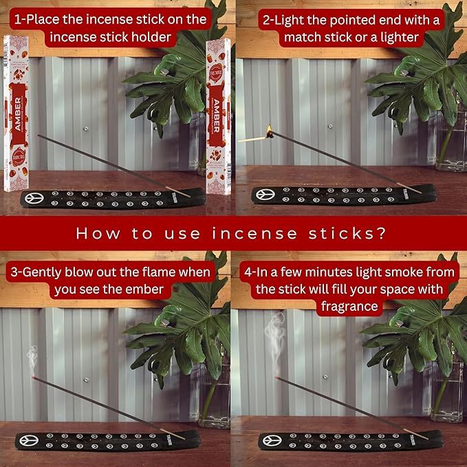 Amber Incense Sticks - Total 40 Insence-Sticks - Dual Pack of 20 Insense - Inciensos - Inscents - Natural Non Toxic Ingredients - Incents - Incence - Inscense - Insents