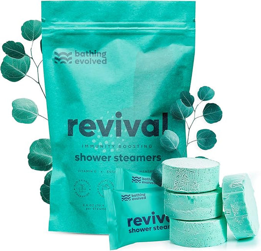 Revival Immune Shower Steamers Aromatherapy – with Natural Eucalyptus for Shower & Vitamin D3 for Stress & Cold Relief – Long-Lasting Steamers for Relaxation & Sinus Support (18 Pack)