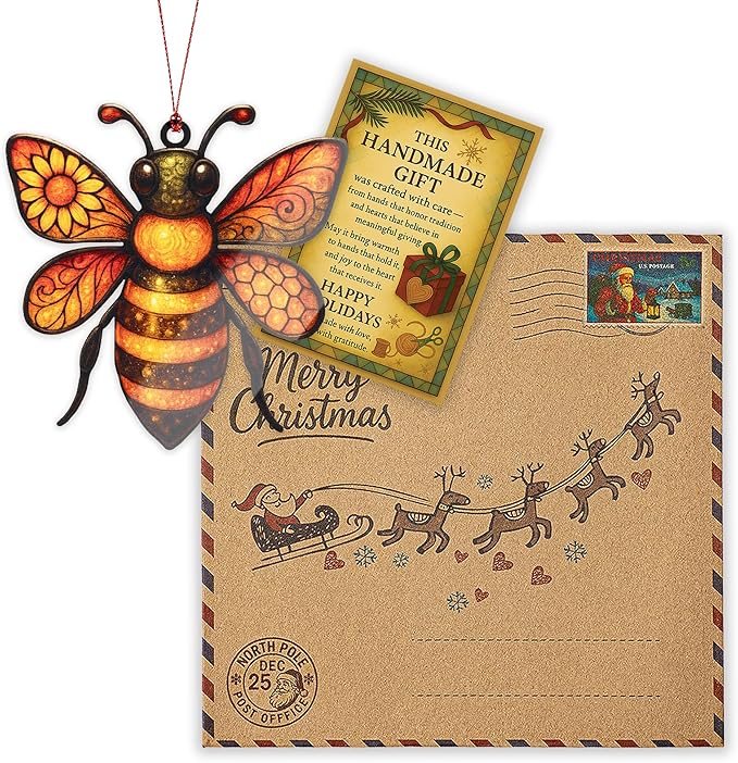 Bee ornament - Honey bee decor - bee gifts for women - bee gifts - bee decorations for home - Christmas ornament 2025 - White elephant gifts - Xmas Tree Funny Decoration