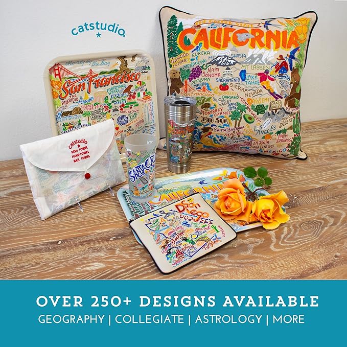 Catstudio Florida Embroidered Pillow - U.S. State Souvenir Decorative Throw Pillow with Original Artwork for Florida Lovers, Travel Souvenir