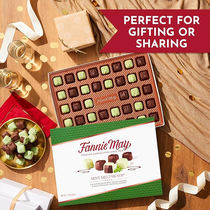 Fannie May, Milk Chocolate Candy, Mint Meltaways, Gift Box, 11.5 oz