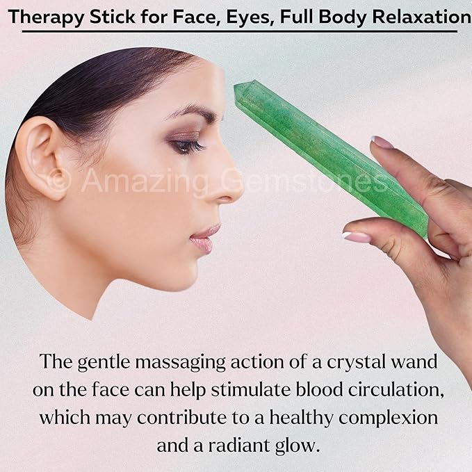Amazing Gemstone Green Strawberry Quartz Crystal Wand Massage Stick - Pelvic Wand Gua Sha for Adults - Crystals and Healing Stones Massage Wands for Adults Gifts (Pointed)