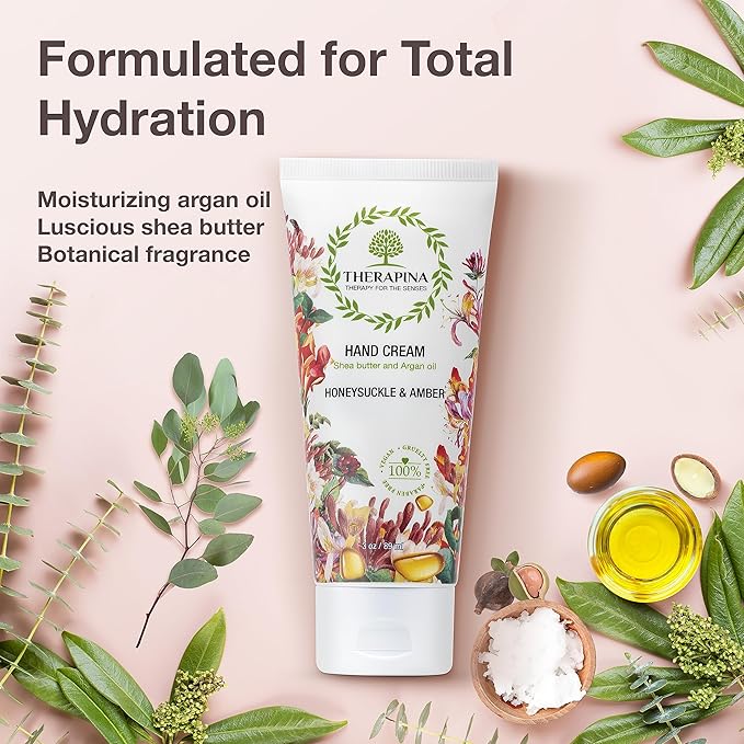 Aromatherapy Honeysucke Amber Hand Cream for Dry Skin – Shea Butter Hand Cream for Women and Men with an Awakening, Long-Lasting Scent – Vegan Hand Cream Lotion for Dry Skin, 3 Oz.