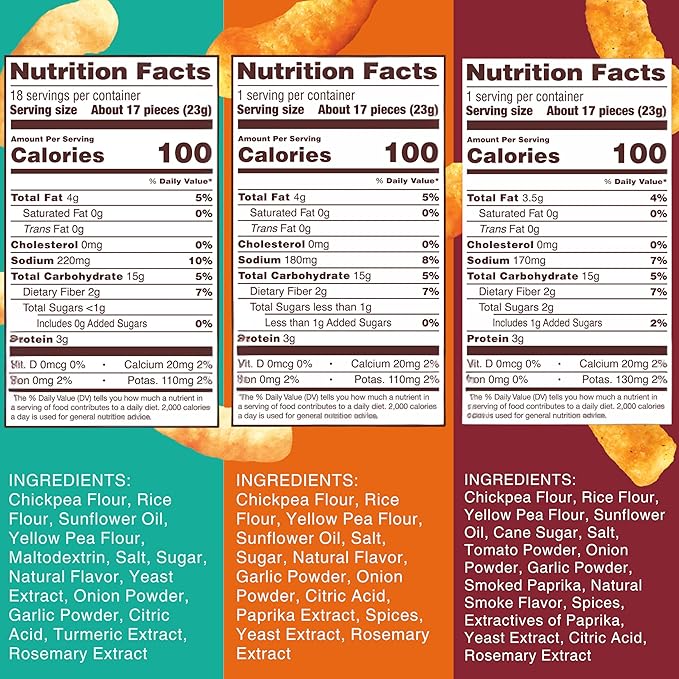 Hippeas Chickpea Puffs, Variety Pack: Vegan White Cheddar, Nacho Vibes, Barbecue, Sriracha, 0.8 Ounce (Pack of 18), 3g Protein, 2g Fiber, Vegan, Gluten-Free, Crunchy, Plant Protein Snacks