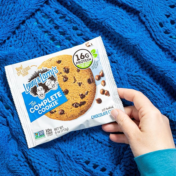 Lenny & Larry's The Complete Cookie, Chocolate Chip, Soft Baked, 16g Plant Protein, Vegan, Non-GMO, 4 Ounce Cookie (Pack of 12)