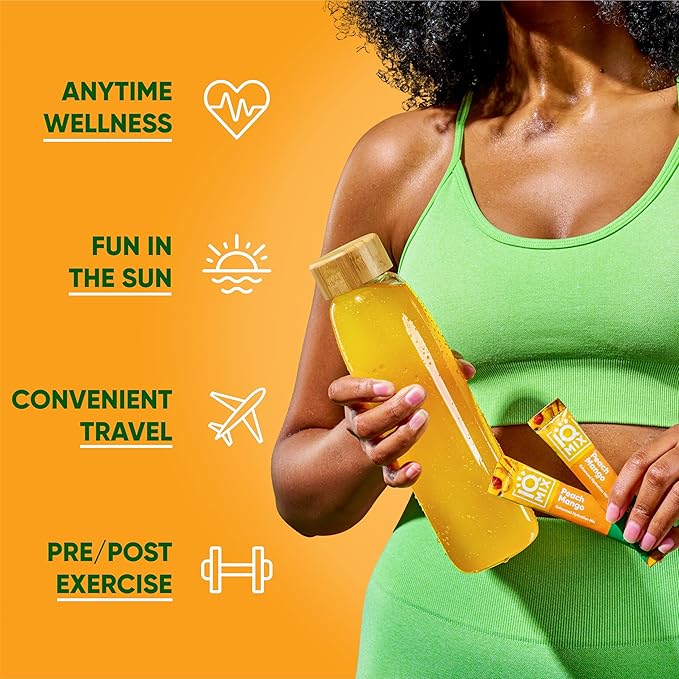 IQMIX Hydration Electrolyte Powder – 4-in-1 Formula for Hydration, Mental Clarity, Mood and Recovery – Sugar-Free Drink Mix, Keto, Magnesium L-Threonate, Lion’s Mane – 20 Count Peach Mango