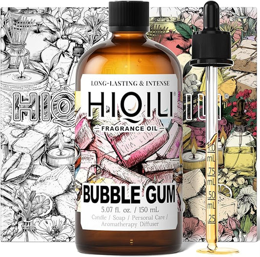 HIQILI Bubble Gum Fragrance Oil for Candle, Soap & Bath Bombs Making, Long Lasting Candy Scents, Home Diffuser Use - 5.07 Fl Oz
