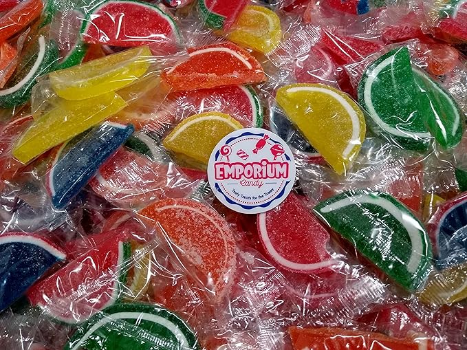Assorted Fruit Slices - 2 lbs of Fresh Delicious Wrapped Sweet Sugar Sanded Orange Lime Watermelon Cherry Blue Raspberry Lemon Slices