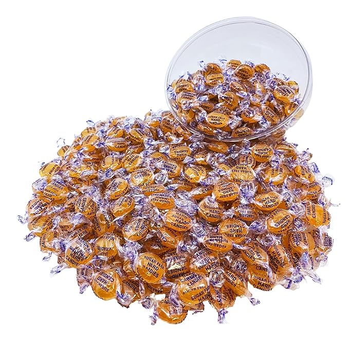 Halloween Sugar Free Butterscotch Hard Candy 1 lb Bag Individually Wrapped Gluten Free, Keto And Diabetic Friendly Gourmet Butterscotch Flavored Candies (16oz)